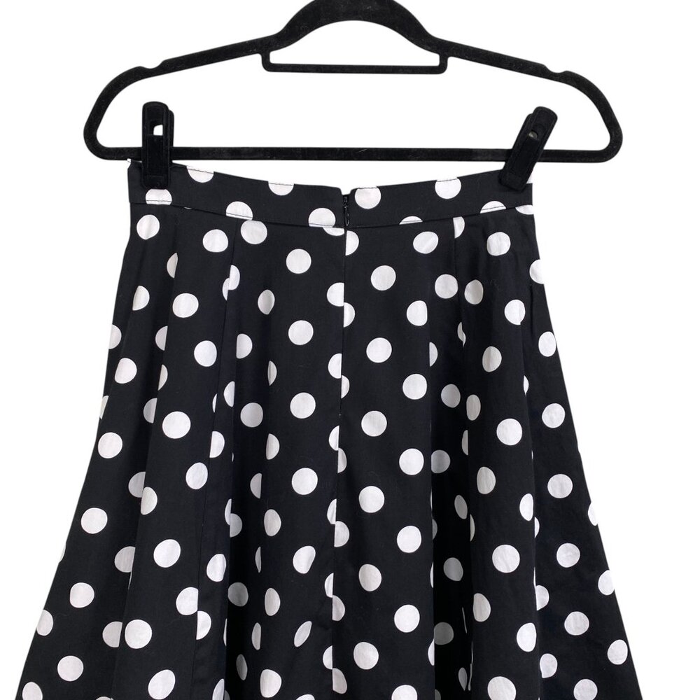 Ixia Retro Polka Dot A-Line Midi Skirt Black White Rockabilly Pin-Up USA Made-S - Picture 5 of 11